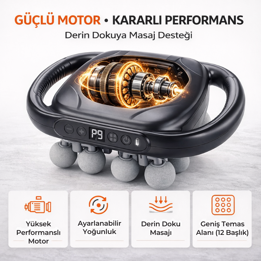 Rahatvia | 12 Başlıklı Derin Doku Masaj Aleti