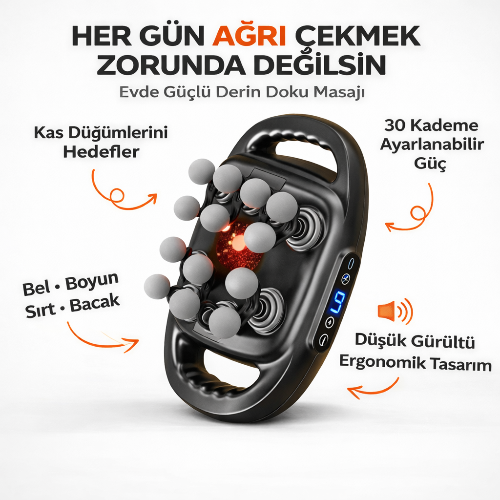 Rahatvia | 12 Başlıklı Derin Doku Masaj Aleti